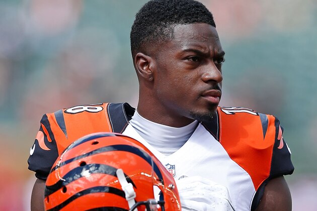 CINCINNATI, OH - SEPTEMBER 14:  A.J. Green #18 of the Cincinnati Bengals warms up prior to the start of the game against the Atlanta Falcons at Paul Brown Stadium on September 14, 2014 in Cincinnati, Ohio. (Photo by Joe Robbins/Getty Images)