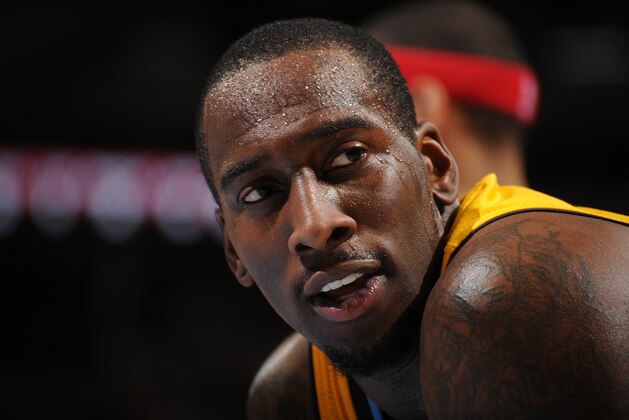 DENVER, CO - February 3:  J.J. Hickson #7 of the Denver Nuggets looks on during the game against Los Angeles Clippers on February 3, 2014 at the Pepsi Center in Denver, Colorado. NOTE TO USER: User expressly acknowledges and agrees that, by downloading and/or using this Photograph, user is consenting to the terms and conditions of the Getty Images License Agreement. Mandatory Copyright Notice: Copyright 2014 NBAE (Photo by Bart Young/NBAE via Getty Images)