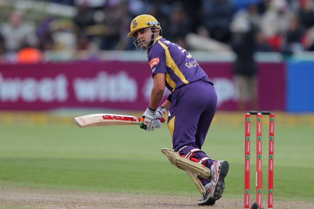CAPE TOWN, SOUTH AFRCA - OCTOBER 21:  Gautam Gambhir of the Kolkata Knight Riders in action during the Champions league twenty20 match between CLT20 Kolkata Knight Riders v Nashua Titans at Sahara Park Newlands on October 21, 2012 in Cape Town, South Africa. (Photo by Carl Fourie / Gallo Images/Getty Images)