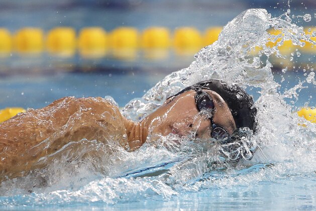 Japan's Kosuke Hagino swims during his men's 200m freestyle heat  at the 17th Asian Games in Incheon, South Korea,  Sunday, Sept. 21, 2014.(AP Photo/Rob Griffith)