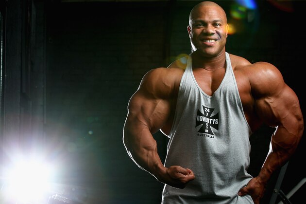 MELBOURNE, AUSTRALIA - MARCH 16:  Mr Olympia Phil Heath poses during a media call ahead of the 2012 IFBB Australian Pro Grand Prix XIII on March 16, 2012 in Melbourne, Australia.  (Photo by Robert Cianflone/Getty Images)