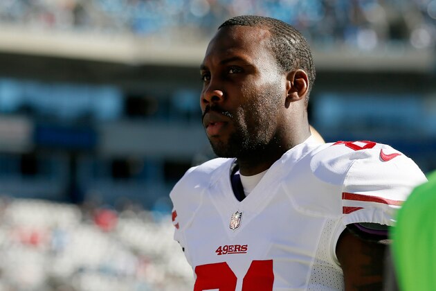 CHARLOTTE, NC - JANUARY 12: Anquan Boldin #81 of the San Francisco 49ers walks on the field during warmups prior to the NFC Divisional Playoff Game against the Carolina Panthers at Bank of America Stadium on January 12, 2014 in Charlotte, North Carolina.  (Photo by Kevin C. Cox/Getty Images)