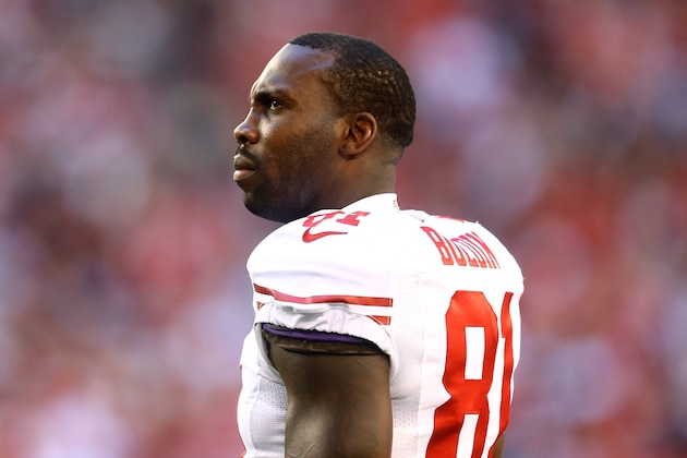 Dec 29, 2013; Phoenix, AZ, USA; San Francisco 49ers wide receiver Anquan Boldin (81) against the Arizona Cardinals at University of Phoenix Stadium. Mandatory Credit: Mark J. Rebilas-USA TODAY Sports