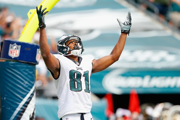 PHILADELPHIA, PA - SEPTEMBER 21:  Jordan Matthews #81 of the Philadelphia Eagles celebrates his touchdown late in the second quarter against the Washington Redskins at Lincoln Financial Field on September 21, 2014 in Philadelphia, Pennsylvania.  (Photo by Rich Schultz/Getty Images)