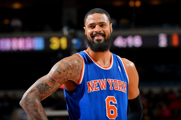 PHILADELPHIA, PA - MARCH 21: Tyson Chandler #6 of the New York Knicks stands on the court during a game against the Philadelphia 76ers at the Wells Fargo Center on March 21, 2014 in Philadelphia, Pennsylvania. NOTE TO USER: User expressly acknowledges and agrees that, by downloading and or using this photograph, User is consenting to the terms and conditions of the Getty Images License Agreement. Mandatory Copyright Notice: Copyright 2014 NBAE (Photo by Jesse D. Garrabrant/NBAE via Getty Images)