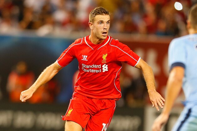 NEW YORK, NY - JULY 30:  Jordan Henderson #14 of Liverpool in action against Manchester City during the International Champions Cup 2014 at Yankee Stadium on July 30, 2014 in the Bronx borough of New York City.  (Photo by Mike Stobe/Getty Images)