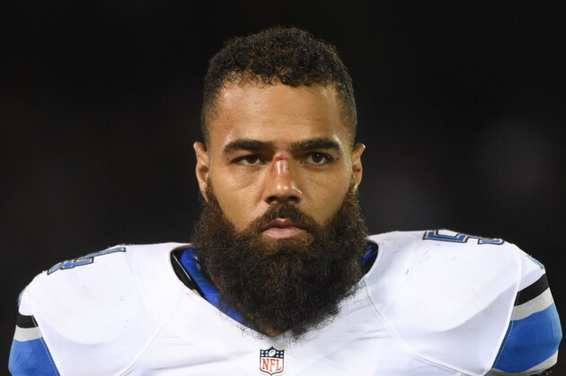 August 15, 2014; Oakland, CA, USA; Detroit Lions outside linebacker DeAndre Levy (54) during the third quarter against the Oakland Raiders at O.co Coliseum. The Raiders defeated the Lions 27-26. Mandatory Credit: Kyle Terada-USA TODAY Sports
