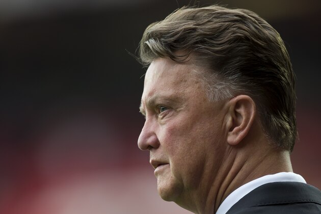 Manchester United's manager Louis van Gaal is seen during his team's Queens Park Rangers' during their English Premier League soccer match at Old Trafford Stadium, Manchester, England, Sunday Sept. 14, 2014. (AP Photo/Jon Super)