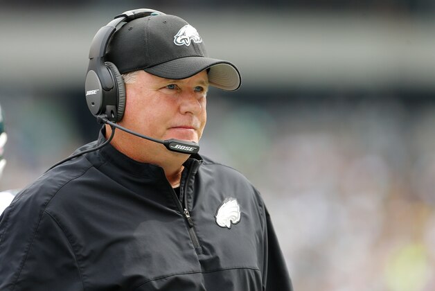PHILADELPHIA, PA - SEPTEMBER 21:  Head coach Chip Kelly of the Philadelphia Eagles looks on against the Washington Redskins in the first half of the game at Lincoln Financial Field on September 21, 2014 in Philadelphia, Pennsylvania.  (Photo by Rich Schultz/Getty Images)