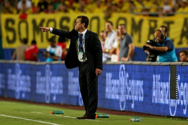 MIAMI GARDENS, FL - SEPTEMBER 05: Carlos Dunga head coach of Brazil looks on during an International Soccer friendly  against Colombia at Sun Life Stadium on September 5, 2014 in Miami Gardens, Florida.  (Photo by Mike Ehrmann/Getty Images)