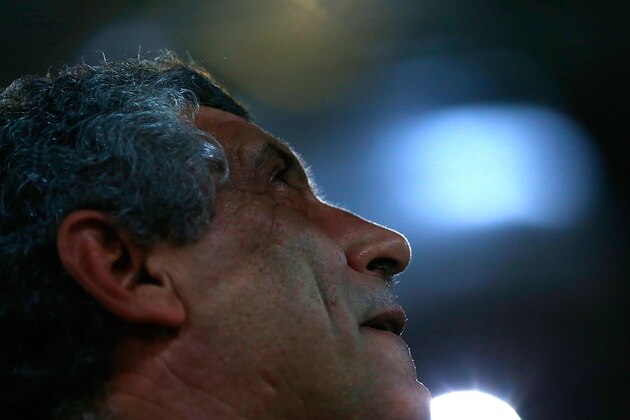ATHENS, GREECE - OCTOBER 15:  Greece head coach Fernando Santos looks on  ahead of the group G FIFA 2014 World Cup Qualifier match between Greece and Liechtenstein at Karaiskakis Stadium on October 15, 2013 in Athens, Greece.  (Photo by Vladimir Rys/Getty Images)