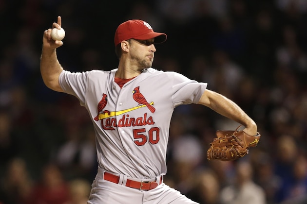 St. Louis Cardinals starting pitcher Adam Wainwright delivers during the first inning of a baseball game against the Chicago Cubs Monday, Sept. 22, 2014, in Chicago. (AP Photo/Charles Rex Arbogast) St. Louis Cardinals starting pitcher Adam Wainwright delivers during the first inning of a baseball game against the Chicago Cubs Monday, Sept. 22, 2014, in Chicago. (AP Photo/Charles Rex Arbogast)