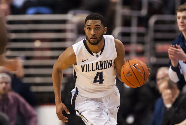 Mar 2, 2014; Villanova, PA, USA; Villanova Wildcats guard Darrun Hilliard (4) brings the ball up court during the first half against the Marquette Golden Eagles at the Wells Fargo Center. Villanova defeated Marquette 73-56. Mandatory Credit: Howard Smith-USA TODAY Sports