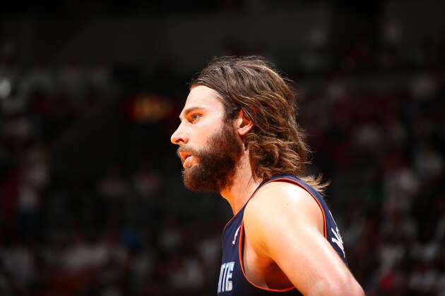 MIAMI, FL - APRIL 23:  Josh McRoberts #11 of the Charlotte Bobcats during a game against the Miami Heat in Game Two of the Eastern Conference Quarterfinals of the 2014 NBA playoffs at American Airlines Arena in Miami, Florida on April 23, 2014.  NOTE TO USER: User expressly acknowledges and agrees that, by downloading and or using this photograph, User is consenting to the terms and conditions of the Getty Images License Agreement. Mandatory Copyright Notice: Copyright 2014 NBAE  (Photo by Nathaniel S. Butler/NBAE via Getty Images)