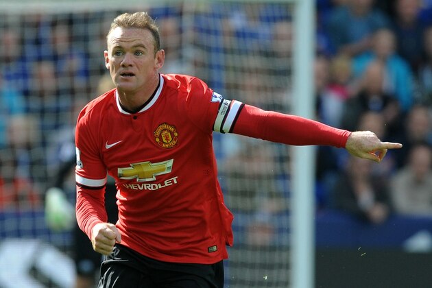 Manchester United's Wayne Rooney during the English Premier League soccer match between Leicester City and Manchester United at King Power Stadium, in Leicester, England, Sunday, Sept. 21, 2014.  (AP Photo/Rui Vieira)