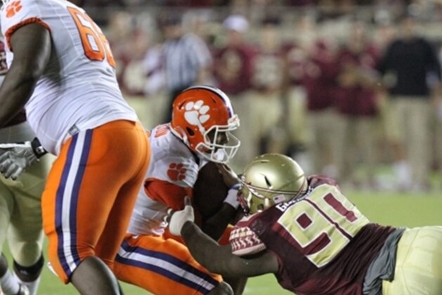 Eddie Goldman sacks Clemson quarterback Deshaun Watson in overtime on Saturday.
