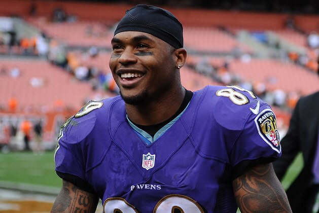 CLEVELAND, OH - SEPTEMBER 21:  Steve Smith #89 of the Baltimore Ravens celebrates after a 23-21 win over the Cleveland Browns at FirstEnergy Stadium on September 21, 2014 in Cleveland, Ohio.  (Photo by Maddie Meyer/Getty Images)