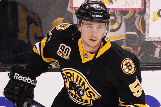 BOSTON, MA - JANUARY 20: Ryan Spooner #51 of the Boston Bruins skates during warm ups prior to the game against the Los Angeles Kings at the TD Garden on January 20, 2014 in Boston, Massachusetts.  (Photo by Brian Babineau/NHLI via Getty Images)