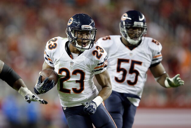 SANTA CLARA, CA - SEPTEMBER 14:  Cornerback Kyle Fuller #23 of the Chicago Bears runs back an interception against the San Francisco 49ers at Levi's Stadium on September 14, 2014 in Santa Clara, California.  (Photo by Ezra Shaw/Getty Images)
