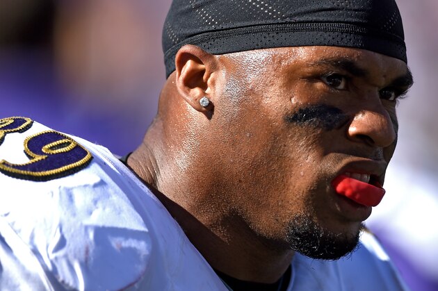 BALTIMORE, MD - SEPTEMBER 07: Wide receiver Steve Smith #89 of the Baltimore looks on against the Cincinnati Bengals during an NFL football game at M&T Bank Stadium on September 7, 2014 in Baltimore, Maryland.  (Photo by Patrick Smith/Getty Images)
