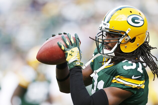 Green Bay Packers' Davon House before an NFL football game against the New York Jets Sunday, Sept. 14, 2014, in Green Bay, Wis. (AP Photo/Mike Roemer)
