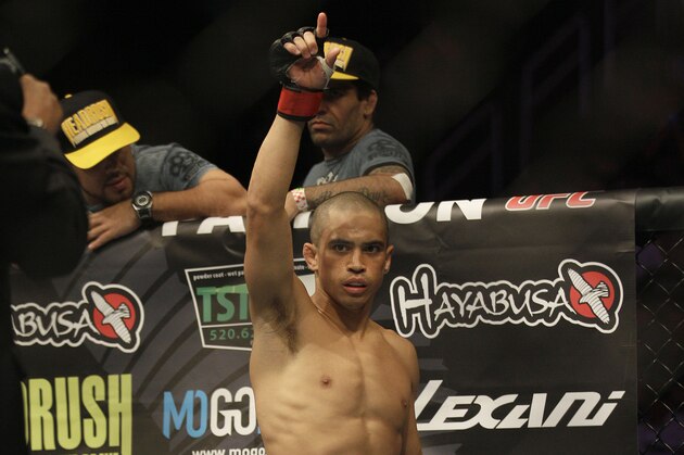 Chris Cariaso is shown before a UFC on Fuel 4 Mixed Martial Arts flyweight bout against Josh Ferguson in San Jose, Calif., Wednesday, July 11, 2012. (AP Photo/Jeff Chiu)