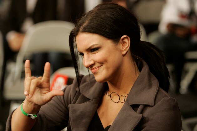 Gina Carano at a Strikeforce mixed martial arts event on Saturday, April 11, 2009, in San Jose, Calif. (AP Photo/Jeff Chiu)