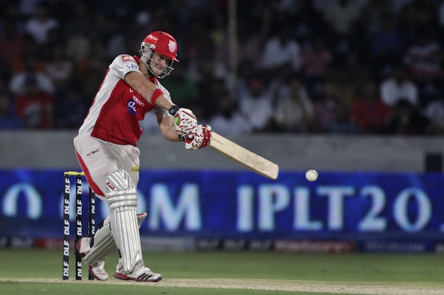 Kings XI Punjab's David Miller bats during their Indian Premier League (IPL) cricket match against Deccan Chargers in Hyderabad, India, Tuesday, May 8, 2012. (AP Photo/Mahesh Kumar A.)