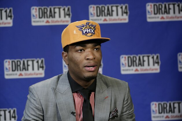 BROOKLYN - JUNE 26: TJ Warren of the Phoenix Suns, the Number 14th pick in the 2014 NBA Draft speaks with the media on June 26, 2014 at the Barclays Center in Brooklyn New York. NOTE TO USER: User expressly acknowledges and agrees that, by downloading and/or using this photograph, user is consenting to the terms and conditions of the Getty Images License Agreement.  Mandatory Copyright Notice: Copyright 2014 NBAE (Photo by Steve Freeman/NBAE via Getty Images)