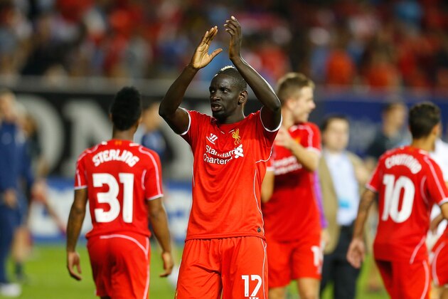 NEW YORK, NY - JULY 30:  Mamadou Sakho #17 of Liverpool celebrates after defeating Manchester City during the International Champions Cup 2014 at Yankee Stadium on July 30, 2014 in the Bronx borough of New York City.  (Photo by Mike Stobe/Getty Images)