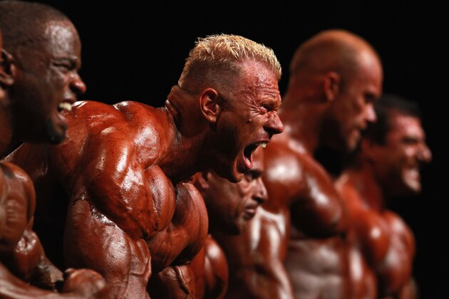 MELBOURNE, AUSTRALIA - MARCH 12: Dennis Wolf of Germany poses during the pre judging of the IFBB Australian Pro Grand Prix XI at Plenary Hall on March 12, 2011 in Melbourne, Australia.  (Photo by Robert Cianflone/Getty Images)