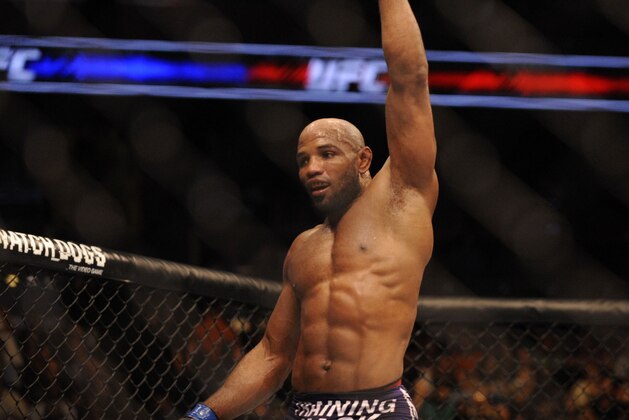 Apr 19, 2014; Orlando, FL, USA; Yoel Romero celebrates a victory after his middleweight fight against Brad Tavares (not pictured) during UFC on FOX 11 at Amway Center. Mandatory Credit: David Manning-USA TODAY Sports
