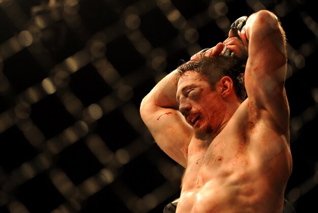 Sep 27, 2014; Las Vegas, NV, USA; Tim Kennedy loses to a knockout by Yoel Romero during a middleweight fight during UFC 178 at MGM Grand Garden Arena. Mandatory Credit: Stephen R. Sylvanie-USA TODAY Sports