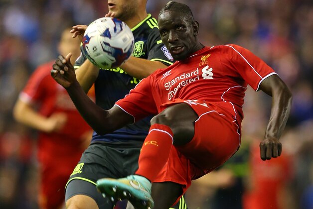 LIVERPOOL, ENGLAND - SEPTEMBER 23:  Mamadou Sakho of Liverpool clears the ball during the Capital One Cup Third Round match between Liverpool and Middlesbrough at Anfield on September 23, 2014 in Liverpool, England.  (Photo by Alex Livesey/Getty Images)