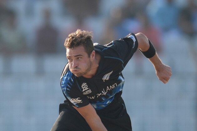 CHITTAGONG, BANGLADESH - MARCH 24:  Tim Southee of New Zealand bowls during the ICC World Twenty20 Bangladesh 2014 Group 1 match between New Zealand and South Africa at Zahur Ahmed Chowdhury Stadium on March 24, 2014 in Chittagong, Bangladesh.  (Photo by Gareth Copley/Getty Images)
