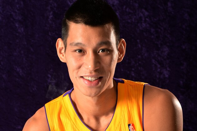 EL SEGUNDO, CA - JULY 24:  Jeremy Lin #17 of the Los Angeles Lakers poses for a portrait before a press conference on July 24, 2014 at the Toyota Sports Center in El Segundo, California. NOTE TO USER: User expressly acknowledges and agrees that, by downloading and/or using this photograph, user is consenting to the terms and conditions of the Getty Images License Agreement.  Mandatory Copyright Notice: Copyright 2014 NBAE (Photo by Andrew D. Bernstein/NBAE via Getty Images)