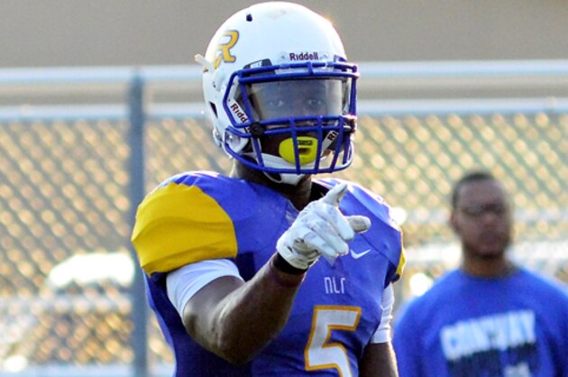 Arkansas commit K.J. Hill caught three touchdowns.