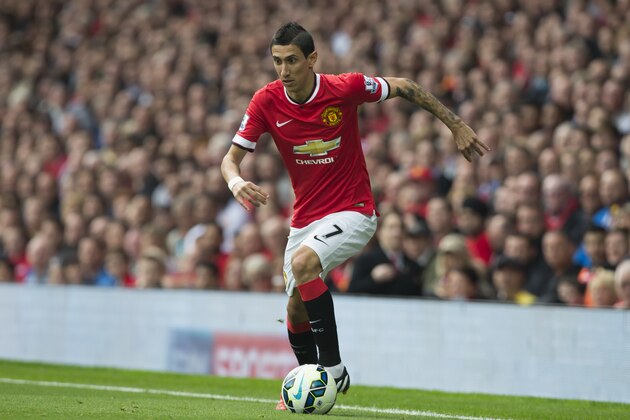 Manchester United's Angel Di Maria is seen during his team's Queens Park Rangers' during their English Premier League soccer match at Old Trafford Stadium, Manchester, England, Sunday Sept. 14, 2014. (AP Photo/Jon Super)