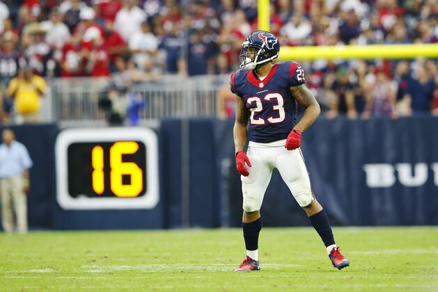 Sep 28, 2014; Houston, TX, USA; Houston Texans running back Arian Foster (23) during the game against the Buffalo Bills at NRG Stadium. Mandatory Credit: Kevin Jairaj-USA TODAY Sports