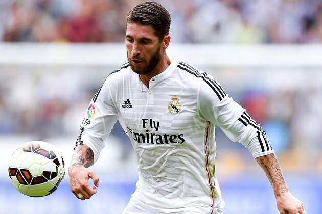 LA CORUNA, SPAIN - SEPTEMBER 20:  Sergio Ramos of Real Madrid CF runs with the ball during the La Liga match between RC Deportivo La Coruna and Real Madrid CF at Riazor Stadium on September 20, 2014 in La Coruna, Spain.  (Photo by David Ramos/Getty Images)