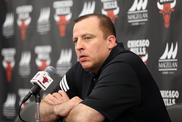 Sep 29, 2014; Chicago, IL, USA; Chicago Bulls head coach Tom Thibodeau during media day at the Advocate Center. Mandatory Credit: Jerry Lai-USA TODAY Sports