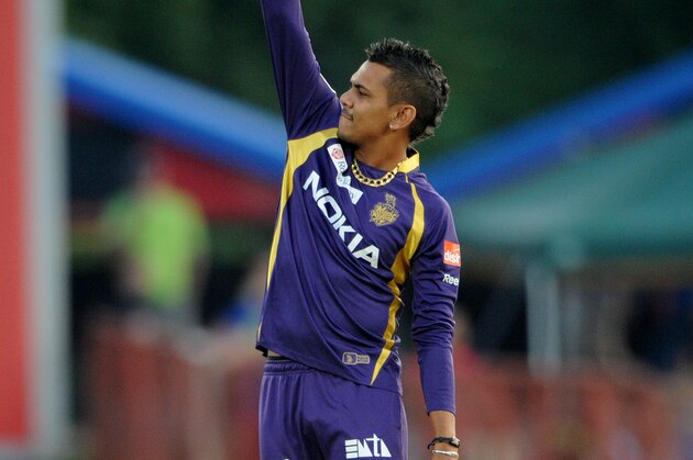 PRETORIA, SOUTH AFRCA - OCTOBER 13:  Sunil Narine of the Knight Riders celebrates capturing the wicket of Mahela Jayawardene of the Daredevils during the Karbonn Smart CLT20 Group A match between Kolkata Knight Riders (IPL) and Delhi Daredevils (IPL) at SuperSport Park on October 13, 2012 in Pretoria, South Africa.  (Photo by Lee Warren/Gallo Images/Getty Images)