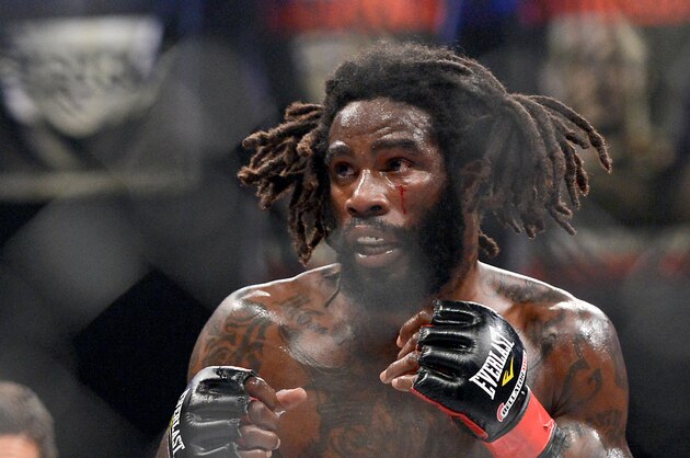 Nov 2, 2013; Long Beach, CA, USA;   Daniel Straus battles Pat Curran (not pictured) in their Bellator Featherweight World Championship fight at the Long Beach Arena. Daniel Straus won by decision. Mandatory Credit: Jayne Kamin-Oncea-USA TODAY Sports