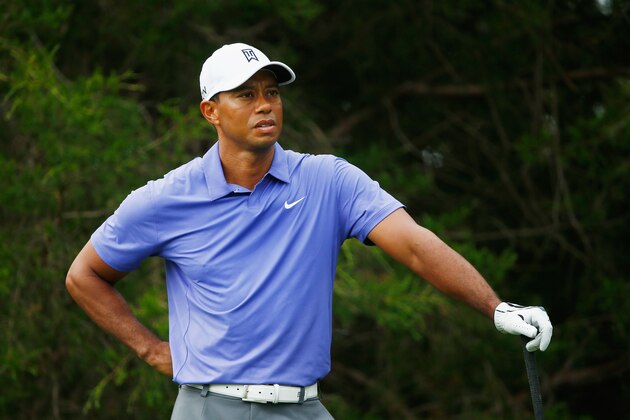 LOUISVILLE, KY - AUGUST 07:  Tiger Woods of the United States waits on the 18th tee during the first round of the 96th PGA Championship at Valhalla Golf Club on August 7, 2014 in Louisville, Kentucky.  (Photo by Sam Greenwood/Getty Images)