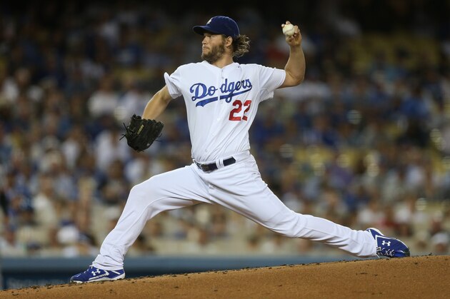 LOS ANGELES, CA - SEPTEMBER 24:  Clayton Kershaw #22 of the Los Angeles Dodgers pitches against the San Francisco Giants in the second inning at Dodger Stadium on September 24, 2014 in Los Angeles, California.  (Photo by Jeff Gross/Getty Images)