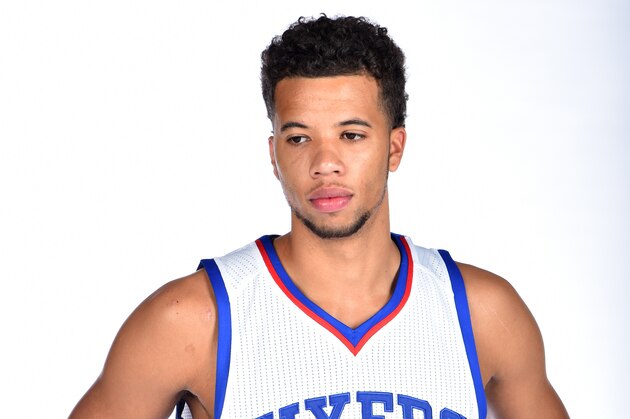 PHILADELPHIA, PA - SEPTEMBER 29:  Michael Carter-Williams #1 of the Philadelphia 76ers during NBA Media Day on September 29, 2014 at Wells Fargo Center in Philadelphia, Pennsylvania. NOTE TO USER: User expressly acknowledges and agrees that, by downloading and or using this photograph, User is consenting to the terms and conditions of the Getty Images License Agreement. Mandatory Copyright Notice: Copyright 2014 NBAE (Photo by Jesse D. Garrabrant/NBAE via Getty Images)