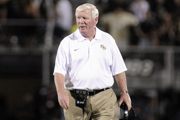 Sep 20, 2014; Orlando, FL, USA;  UCF Knights head coach George O'Leary stands on the sidelines as the Knights beat the Bethune Cookman Wildcats 41-7 at Bright House Networks Stadium. Mandatory Credit: David Manning-USA TODAY Sports