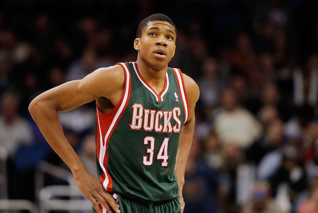 Jan 31, 2014; Orlando, FL, USA; Milwaukee Bucks shooting guard Giannis Antetokounmpo (34) against the Orlando Magic during the second half at Amway Center. Orlando Magic defeated the Milwaukee Bucks 113-102. Mandatory Credit: Kim Klement-USA TODAY Sports Jan 31, 2014; Orlando, FL, USA; Milwaukee Bucks shooting guard Giannis Antetokounmpo (34) against the Orlando Magic during the second half at Amway Center. Orlando Magic defeated the Milwaukee Bucks 113-102. Mandatory Credit: Kim Klement-USA TODAY Sports