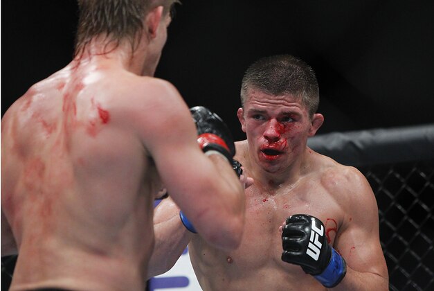 May 25, 2013; Las Vegas, NV, USA; Rick Story in action during UFC 160 at the MGM Grand Garden Arena. Mandatory Credit: Gary A. Vasquez-USA TODAY Sports