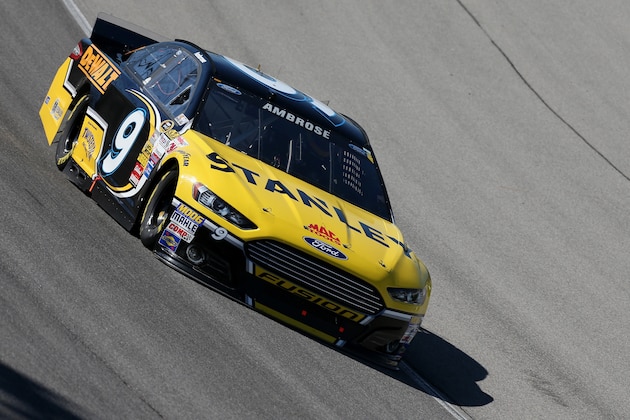 JOLIET, IL - SEPTEMBER 14: Marcos Ambrose, driver of the #9 Stanley Ford, races during the NASCAR Sprint Cup Series MyAFibStory.com 400 at Chicagoland Speedway on September 14, 2014 in Joliet, Illinois.  (Photo by Nick Laham/Getty Images)